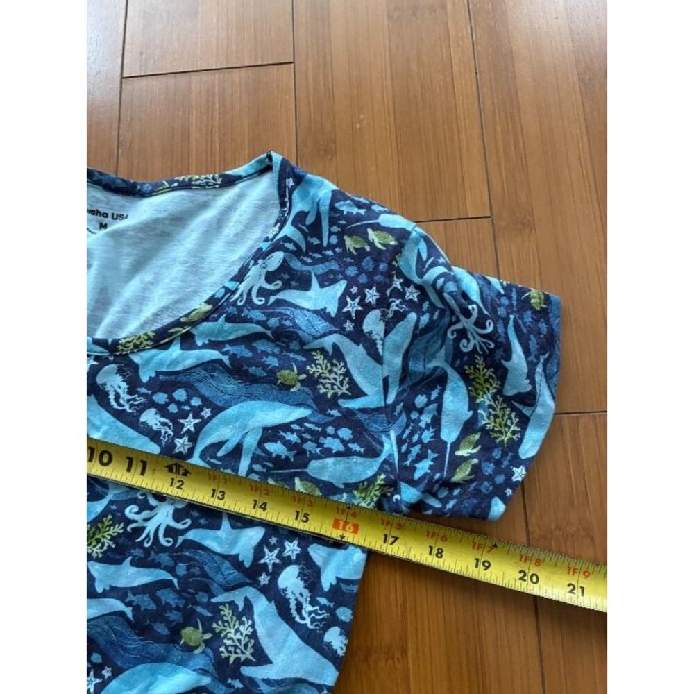 Svaha Twirl Tie Midi Short Sleeve Dress Blue Sea Creatures Marine Medium - Picture 5 of 6